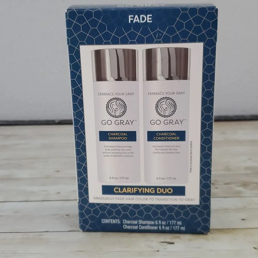 NEW Go Gray Fade Clarifying Duo Charcoal Shampoo Conditioner Transition‎ to Gray